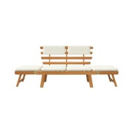 Banc de jardin avec coussins 2-en-1 190 cm Bois solide d'acacia