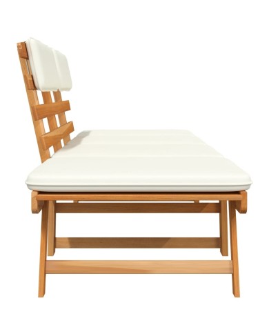 Banc de jardin avec coussins 2-en-1 190 cm Bois solide d'acacia