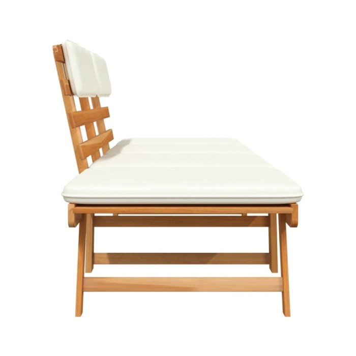Banc de jardin avec coussins 2-en-1 190 cm Bois solide d'acacia
