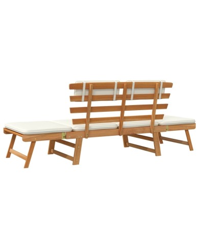 Banc de jardin avec coussins 2-en-1 190 cm Bois solide d'acacia