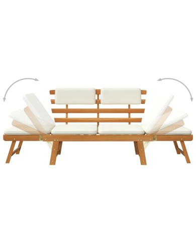 Banc de jardin avec coussins 2-en-1 190 cm Bois solide d'acacia