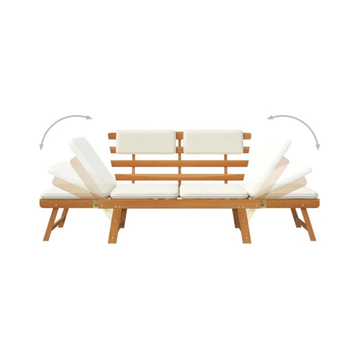 Banc de jardin avec coussins 2-en-1 190 cm Bois solide d'acacia