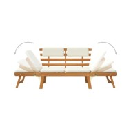 Banc de jardin avec coussins 2-en-1 190 cm Bois solide d'acacia