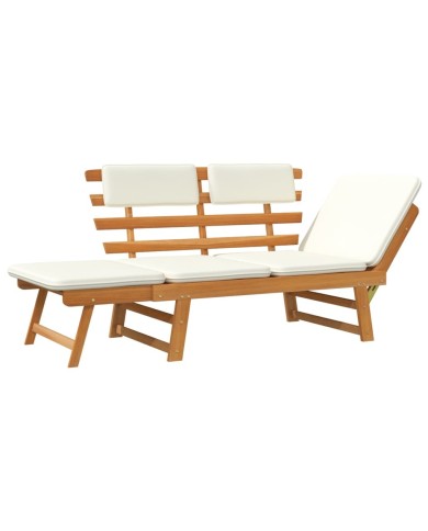Banc de jardin avec coussins 2-en-1 190 cm Bois solide d'acacia