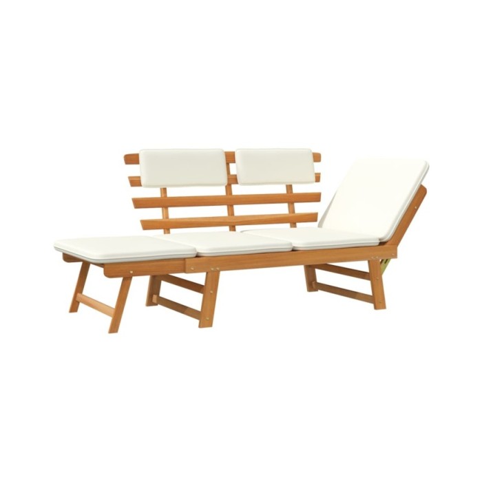 Banc de jardin avec coussins 2-en-1 190 cm Bois solide d'acacia