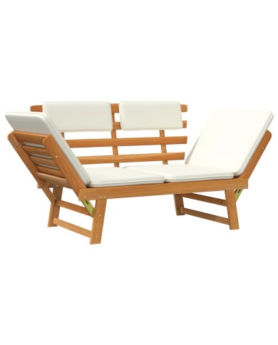 Banc de jardin avec coussins 2-en-1 190 cm Bois solide d'acacia