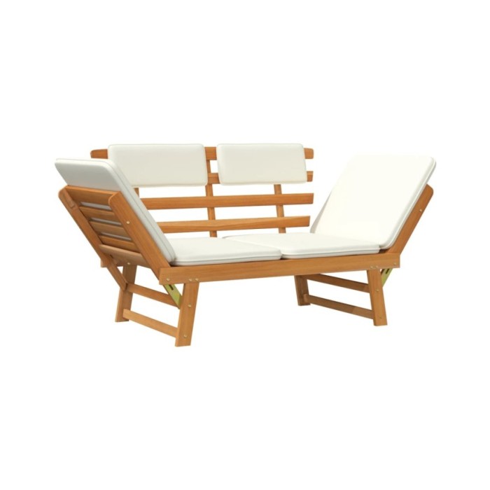Banc de jardin avec coussins 2-en-1 190 cm Bois solide d'acacia