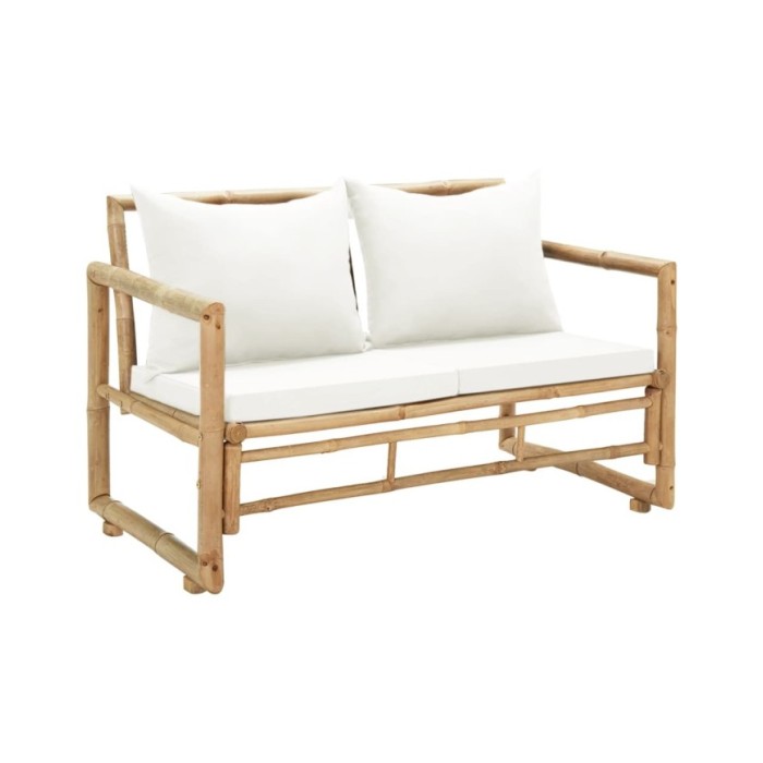 Canapé de jardin à 2 places avec coussins Bambou