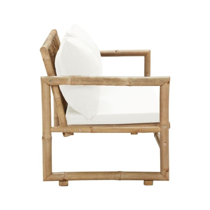 Canapé de jardin à 2 places avec coussins Bambou