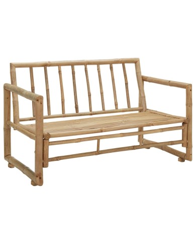 Canapé de jardin à 2 places avec coussins Bambou