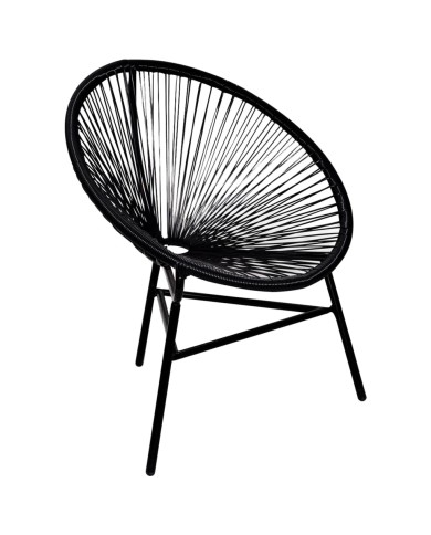 Chaise de jardin forme de lune Résine tressée Noir
