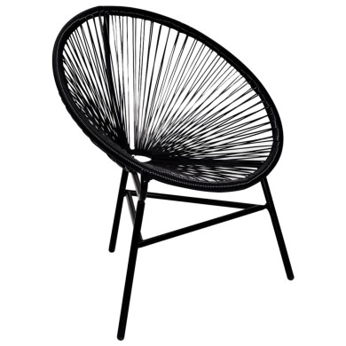 Chaise de jardin forme de lune Résine tressée Noir