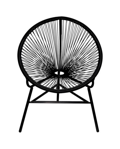 Chaise de jardin forme de lune Résine tressée Noir