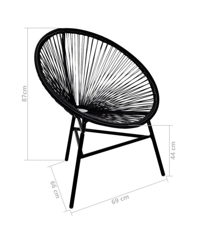 Chaise de jardin forme de lune Résine tressée Noir