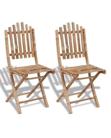 Chaises pliables de jardin 2 pcs Bambou