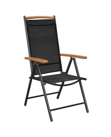 Chaises pliables de jardin 4 pcs Aluminium et textilène Noir