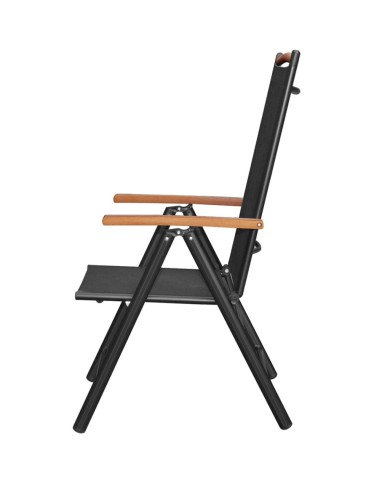 Chaises pliables de jardin 4 pcs Aluminium et textilène Noir