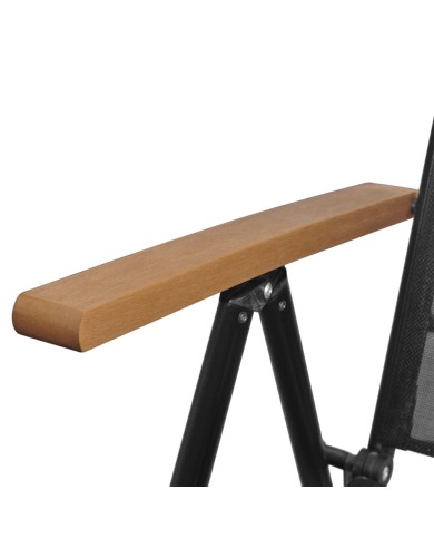 Chaises pliables de jardin 4 pcs Aluminium et textilène Noir