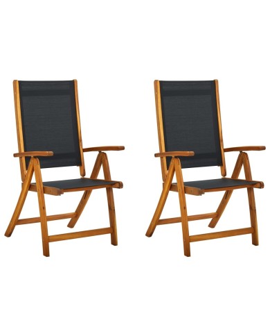 Chaises pliables de jardin 2 pcs Bois d'acacia et textilène