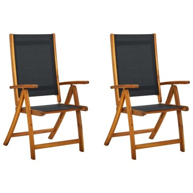 Chaises pliables de jardin 2 pcs Bois d'acacia et textilène
