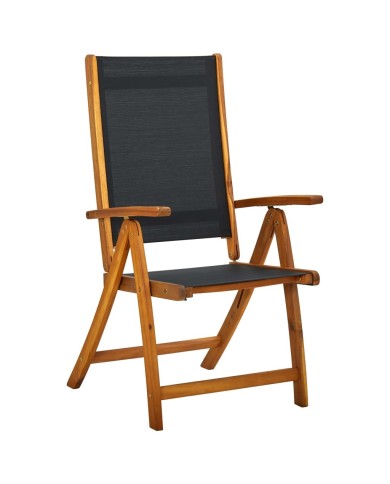 Chaises pliables de jardin 2 pcs Bois d'acacia et textilène