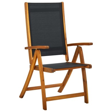 Chaises pliables de jardin 2 pcs Bois d'acacia et textilène