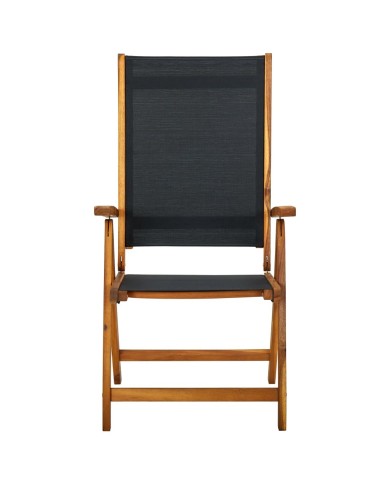 Chaises pliables de jardin 2 pcs Bois d'acacia et textilène