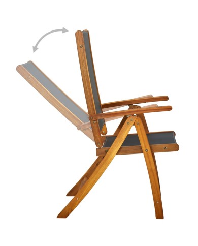 Chaises pliables de jardin 2 pcs Bois d'acacia et textilène