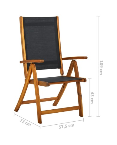 Chaises pliables de jardin 2 pcs Bois d'acacia et textilène