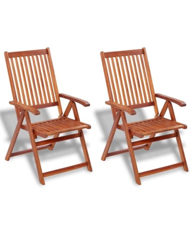 Chaises pliables de jardin 2 pcs Bois solide d'acacia Marron