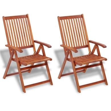 Chaises pliables de jardin 2 pcs Bois solide d'acacia Marron