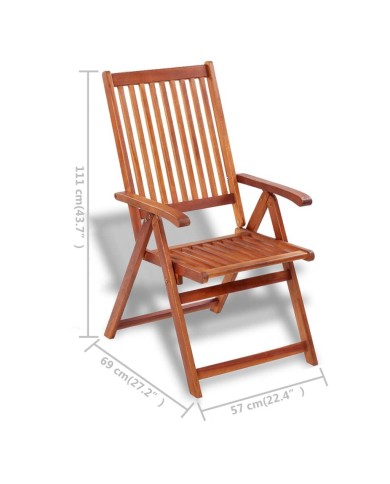 Chaises pliables de jardin 2 pcs Bois solide d'acacia Marron