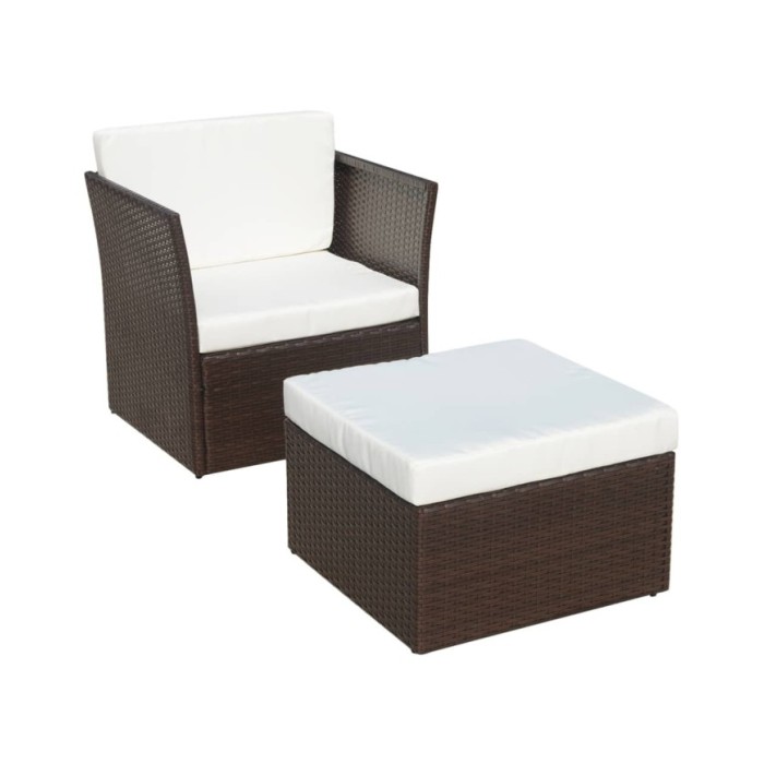 Chaise de jardin avec tabouret Marron Résine tressée 