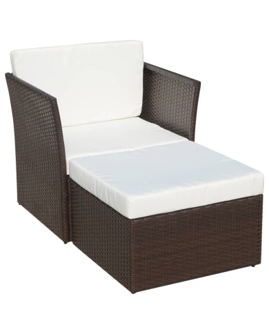 Chaise de jardin avec tabouret Marron Résine tressée 