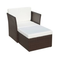 Chaise de jardin avec tabouret Marron Résine tressée 
