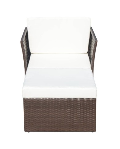 Chaise de jardin avec tabouret Marron Résine tressée 