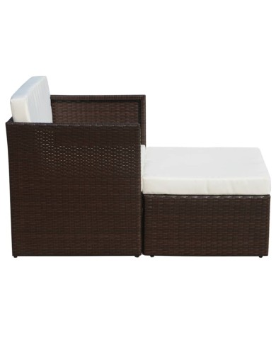 Chaise de jardin avec tabouret Marron Résine tressée 