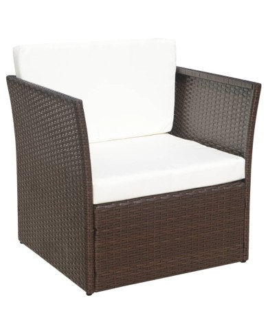Chaise de jardin avec tabouret Marron Résine tressée 
