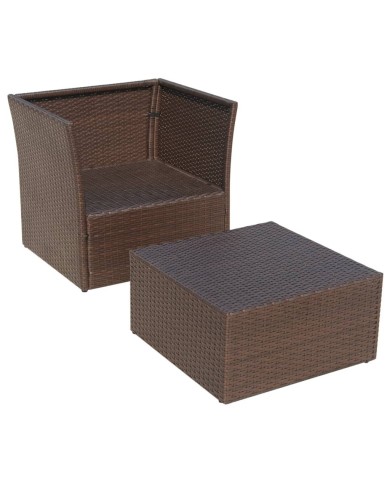 Chaise de jardin avec tabouret Marron Résine tressée 