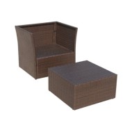 Chaise de jardin avec tabouret Marron Résine tressée 