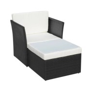 Chaise de jardin avec tabouret Noir Résine tressée 