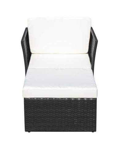 Chaise de jardin avec tabouret Noir Résine tressée 