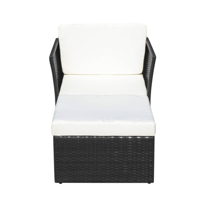 Chaise de jardin avec tabouret Noir Résine tressée 