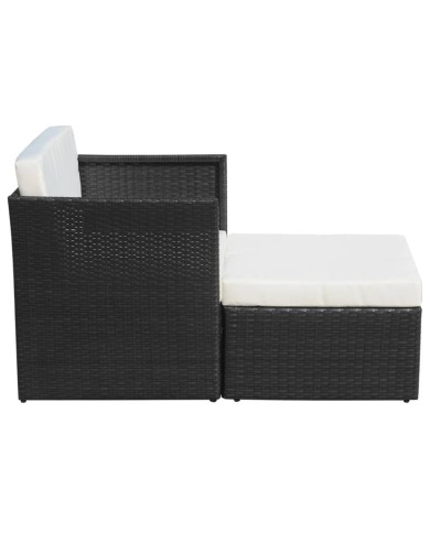Chaise de jardin avec tabouret Noir Résine tressée 