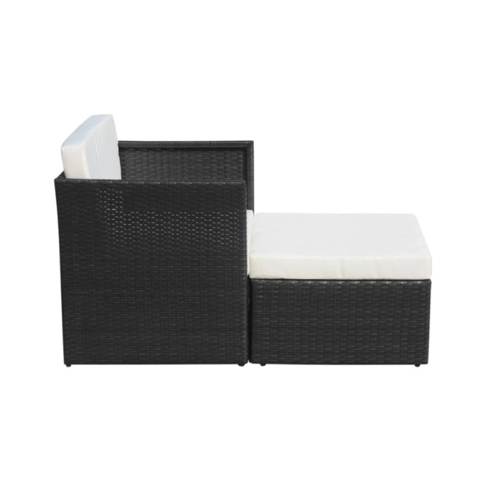 Chaise de jardin avec tabouret Noir Résine tressée 
