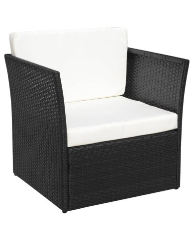 Chaise de jardin avec tabouret Noir Résine tressée 