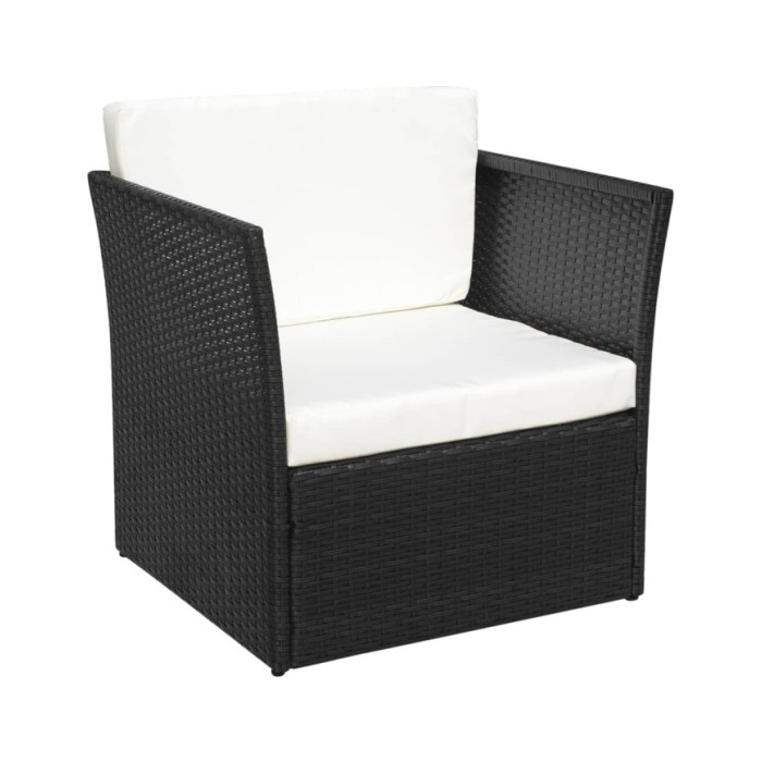 Chaise de jardin avec tabouret Noir Résine tressée 