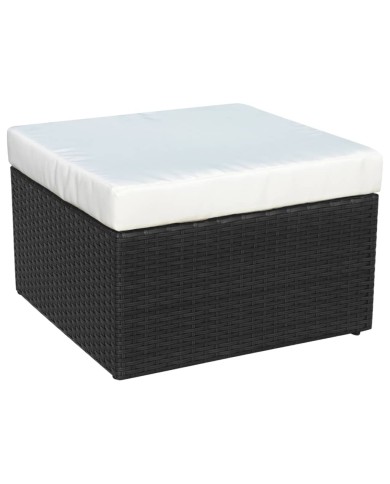 Chaise de jardin avec tabouret Noir Résine tressée 
