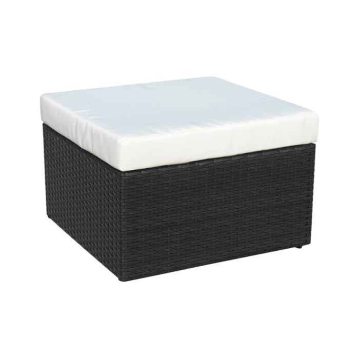 Chaise de jardin avec tabouret Noir Résine tressée 