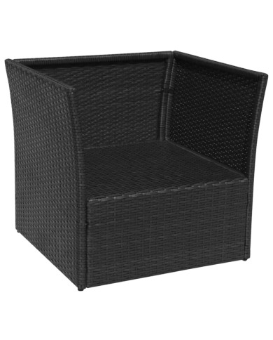 Chaise de jardin avec tabouret Noir Résine tressée 